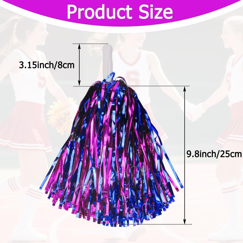 Hooshing 5PCS Pom Poms Cheerleading Shaker and Hair Ropes Wrist Ties with Poms for Cheerleader Girls Sports Spirits Rewards Cheer in Party Festival - Image 2